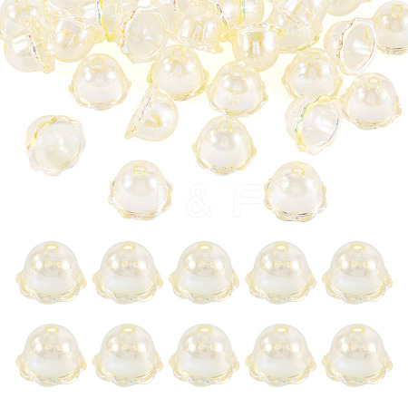 30Pcs UV Plating Acrylic Bead Caps PACR-TA0001-17D-1