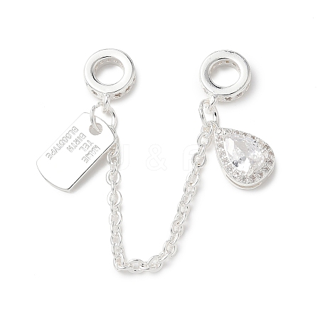 Brass Micro Pave Clear Cubic Zirconia Cable Chain European Beads KK-G531-07C-S-1
