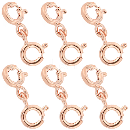 SUNNYCLUE 6Pcs Sterling Silver Double Spring Ring Clasps STER-SC0001-22RG-1