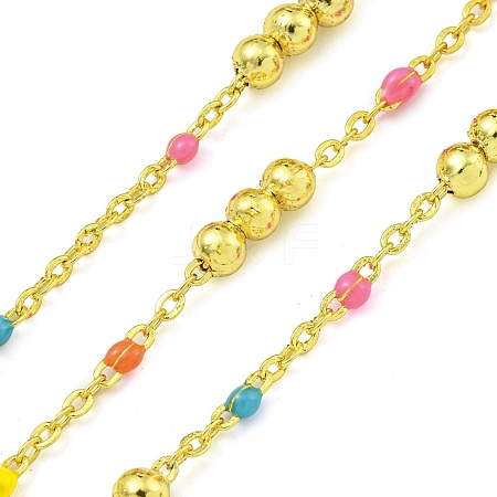 Brass Enamel Round Beaded Link Chain CHC-G022-07G-19-1