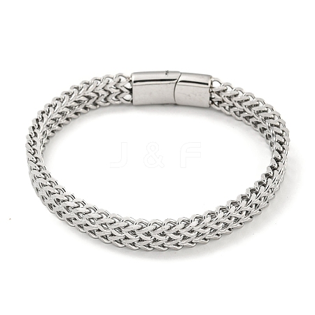 Tarnish Resistant 201 Stainless Steel Wheat Chain Bracelets with Magnetic Clasps for Women and Men BJEW-F473-07P-02-1