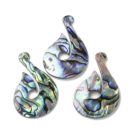 Natural Paua Shell Pendants Geometric Charms SSHEL-N038-01D-1