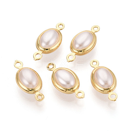Brass ABS Imitation Pearl Connector Charms KK-N286-02B-G-1