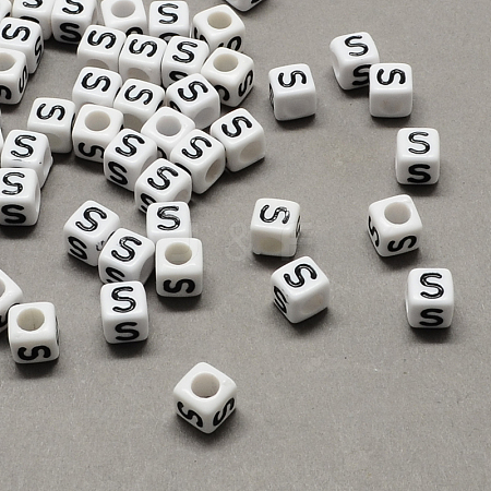 Large Hole Acrylic Letter European Beads SACR-Q103-7mm-01S-1