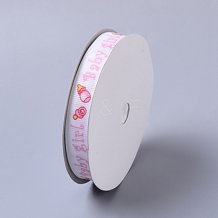 Baby Shower Ornaments Decorations Word Baby Girl Printed Polyester Grosgrain Ribbons LS-OCOR-S023-02-1