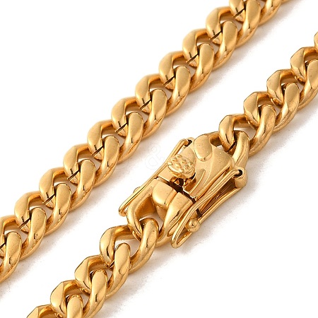 Ion Plating(IP) 304 Stainless Steel Cuban Link Chain Necklaces for Men NJEW-L173-018G-04-1