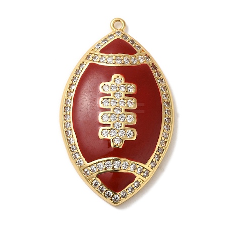 Rack Plating Brass Enamel with Cubic Zirconia Pendant KK-A229-32G-06-1