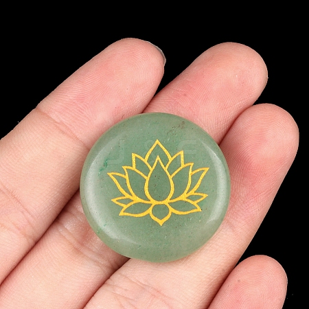 Symbol Natural Green Aventurine Flat Round Palm Stones PW-WGE396D-01-1