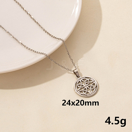 Vintage Stainless Steel Knot Pendant Lock Collarbone Chain Necklace for Women KO0043-3-1