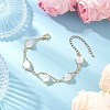 Natural Moonstone Round Beads Link Bracelets for Women BJEW-JB12149-01-1