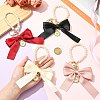 4Pcs 4 Colors Alloy Imitation Pearl Bowknot Keychains for Decorations ST-CJ0028-03-4