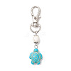 Tortoise Synthetic Turquoise and Natural Howlite & Lava Rock & Flower Amazonite Round Beaded Pendant Decoration HJEW-JM02295-3