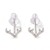 Anti-Tarnish Rhodium Plated Antler Shape 999 Sterling Silver Stud Earrings for Women EJEW-S215-07P-1