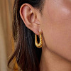 Textured 304 Stainless Steel Hoop Earrings for Women ZR7254-3