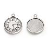 Vintage Tibetan Style Alloy Clock Pendant Cabochon Settings TIBEP-O006-20AS-1