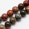 Natural Polychrome Jasper/Picasso Stone/Picasso Jasper Bead Strands G-O155-02B-10mm-1