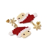 Santa Claus Brass Dangle Stud Earrings EJEW-MZ00498-5