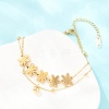 Flower 304 Stainless Steel Satellite Chains Double Layers Anklets BJEW-H643-05G-2