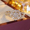 Brass Micro Pave Clear Cubic Zirconia Finger Rings WG33AB7-01-2