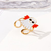 304 Stainless Steel with Enamel Cuff Rings for Women RJEW-Z116-01G-06-1
