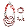 Alloy & Natural Shell & Glass Seed Beaded Multilayer Necklaces & Dangle Earrings & Bangles Sets WGCEEFD-02-1