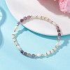 Natural Rose Quartz & Natural AmethystCube Beaded Stretch Bracelets for Women BJEW-JB13390-01-1