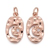 Hammered Brass Micro Pave Clear Cubic Zirconia Pendants KK-F821-20RG-1