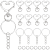 150Pcs 3 Styles Heart Shape Zinc Alloy Swivel Lobster Clasp with Iron Split Key Rings with 304 Stainless Steel Jump Rings FIND-SP0002-59P-1