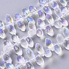 Electroplate Glass Faceted Teardrop Beads Strands EGLA-D014-38-1