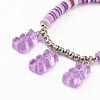 Polymer Clay Heishi Beads Stretch Charm Bracelets BJEW-JB05767-04-2