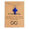 Synthetic Lapis Lazuli Cross Pendant Necklace with Stainless Steel Cable Chains PW23032789049-1