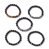 Round Natural Mixed Gemstone & Non-Magnetic Synthetic Hematite Beads Stretch Bracelets for Women BJEW-JB12759-2