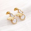 Butterfly Brass Shell Stud Earrings KK-D363-22G-4