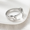 304 Stainless Steel Rock & Roll Hand Gesture Cuff Rings for Women Men RJEW-B118-02P-3