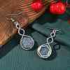 Hexagon Natural Blue Aventurine Dangle Earrings EJEW-K298-01P-07-2