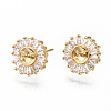 Brass Micro Pave Clear Cubic Zirconia Earring Findings KK-S356-130G-NF-1