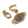 Rack Plating Brass and Grey Agate Flod Over Clasps KK-B103-13G-2