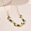 Brass Pave Cubic Zirconia Rose Flower Link Cable Chain Necklaces for Women NJEW-C121-05B-08G-2