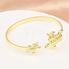 Marine Organism Brass Cuff Bangles for Women BJEW-D368-03L-G-2