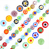 4 Strands Handmade Millefiori Glass Flat Round Bead Strands LK-PA0001-06B-1