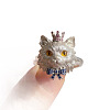 Alloy Rhinestone Cuff Open Rings WG3624E-01-5
