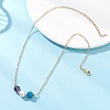 Natural Cultured Freshwater Pearl & Natural Amethyst & Apatite Round Beaded Pendant Brass Cable Chain Necklaces for Women NJEW-JN05686-1