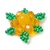 Woven Natural Dyed Malaysia Jade & Glass Seed Beads Snowflake Multi-Strand Links NJEW-MZ00319-02-3