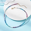 3MM Faceted Round Natural Apatite & Amethyst & Ruby & Kyanite & Natural Pearl Beaded Necklaces for Women NJEW-JN06277-1
