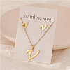 Stainless Steel Letter Pendant Necklaces & Stud Earrings Sets WG3FD2C-22-1