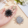 2Pcs 2 Colors Flower Alloy Glass Rhinestone Lapel Pins for Wedding Party JEWB-DR0001-07B-3