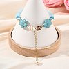 Beachy Natural white Jade Chip Beads & Synthetic Turquoise Charm Bracelets BJEW-JB14140-01-1