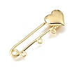 Heart Brass Safety Pins Brooch Findings KK-E802-40B-G-2