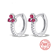 Rhodium Plated Platinum 925 Sterling Silver Micro Pave Cubic Zirconia Hoop Earrings JU6681-5-1