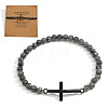 Cross Beaded Bracelet with Labradorite for Men JT7568-6-1